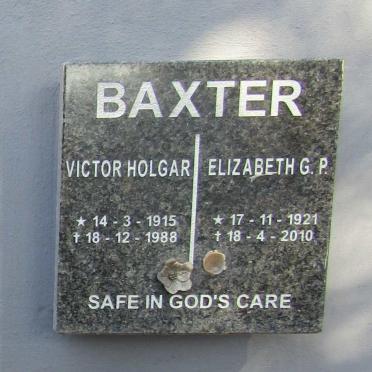 BAXTER Victor Holgar 1915-1988 &amp; Elizabeth G.P. 1921-2010