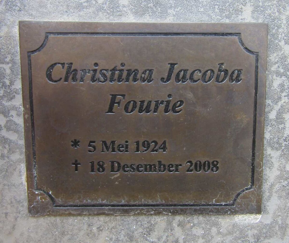 FOURIE Christina Jacoba 1924-2008