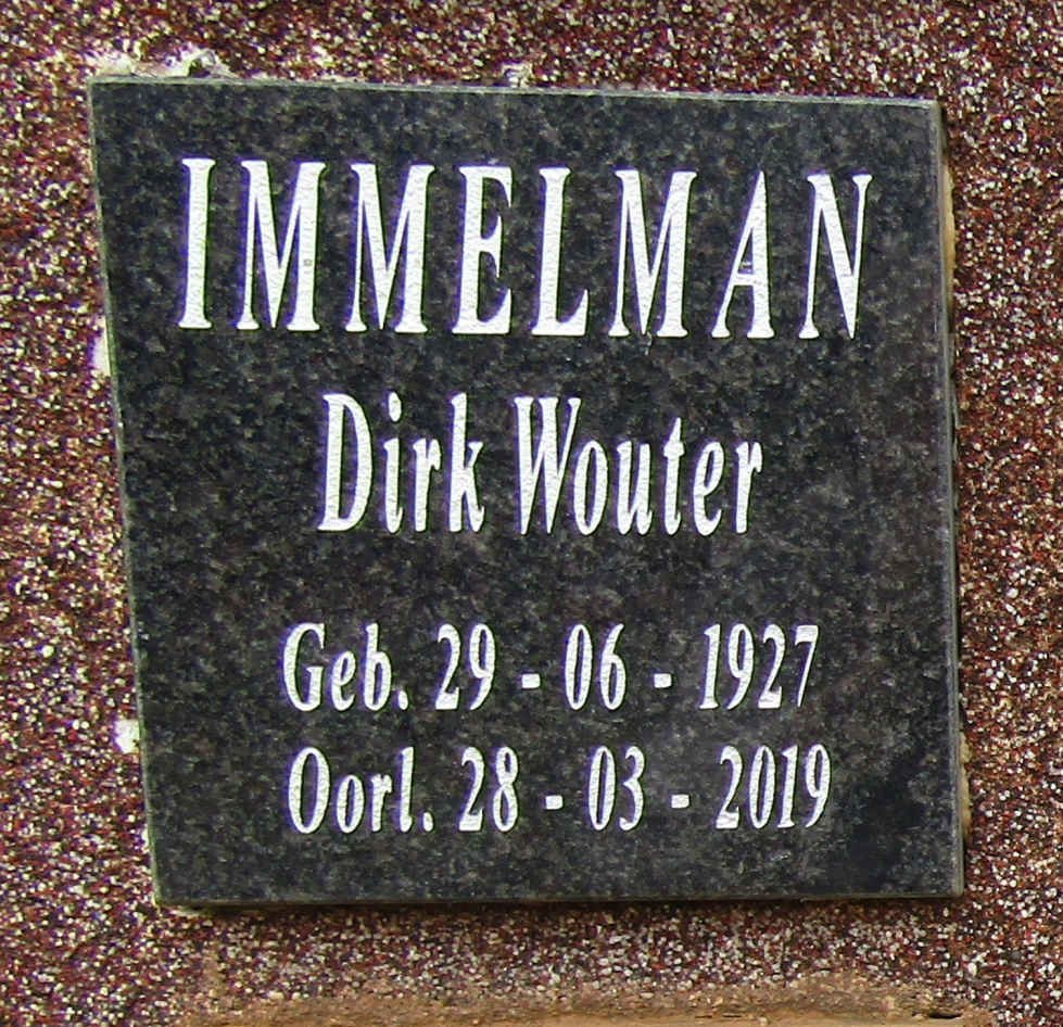 IMMELMAN Dirk Wouter 1927-2019