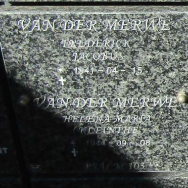 MERWE Frederick Jacobus, van der 1941- en Helena Maria 1944-
