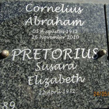 PRETORIUS Cornelius Abraham 1932-2010 &amp; Susara Elizabeth 1932-