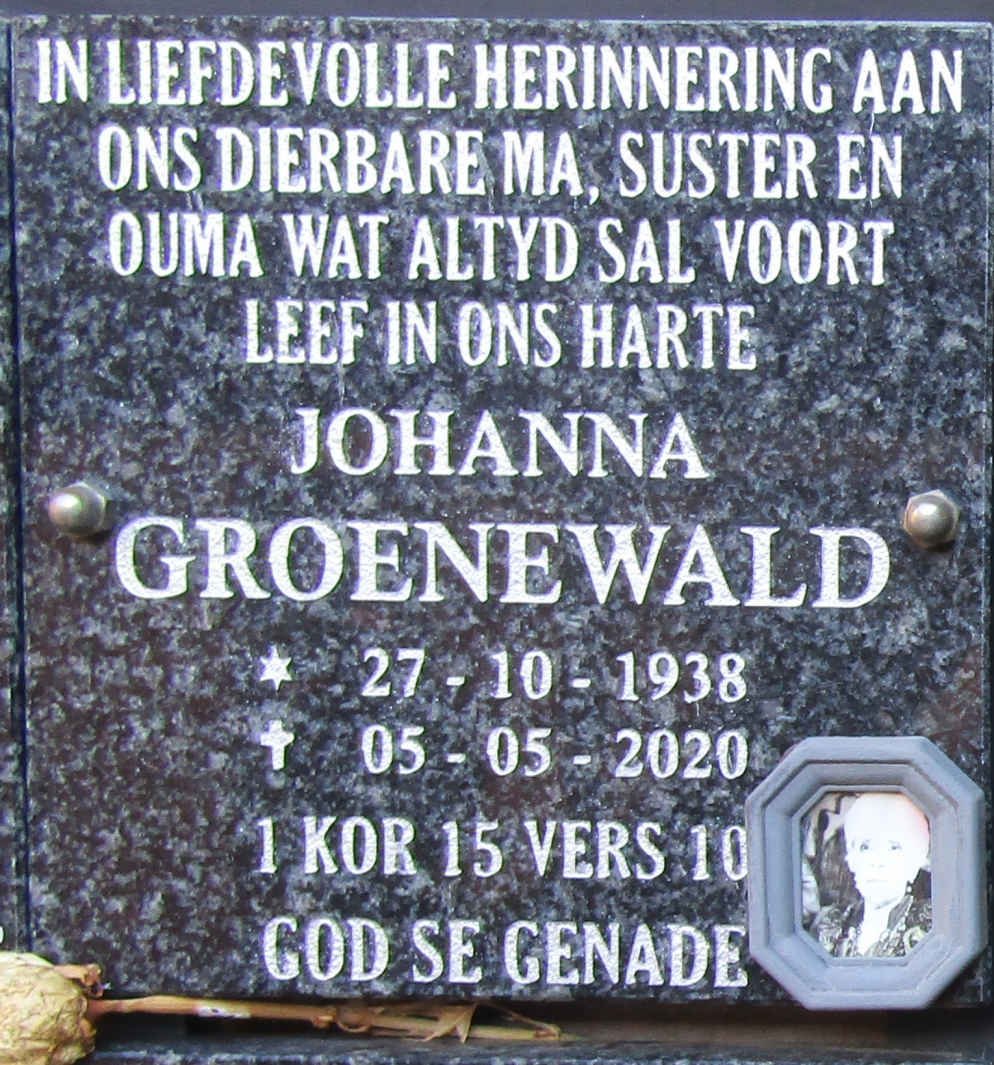 GROENEWALD Johanna 1938-2020