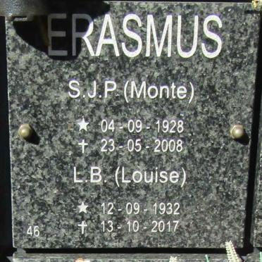 ERASMUS S.J.P. 1928-2008 &amp; L.B. 1932-2017