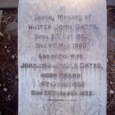 GATES Walter John 1850-1880 &amp; Johanna Sibella BRAND 1858-1935