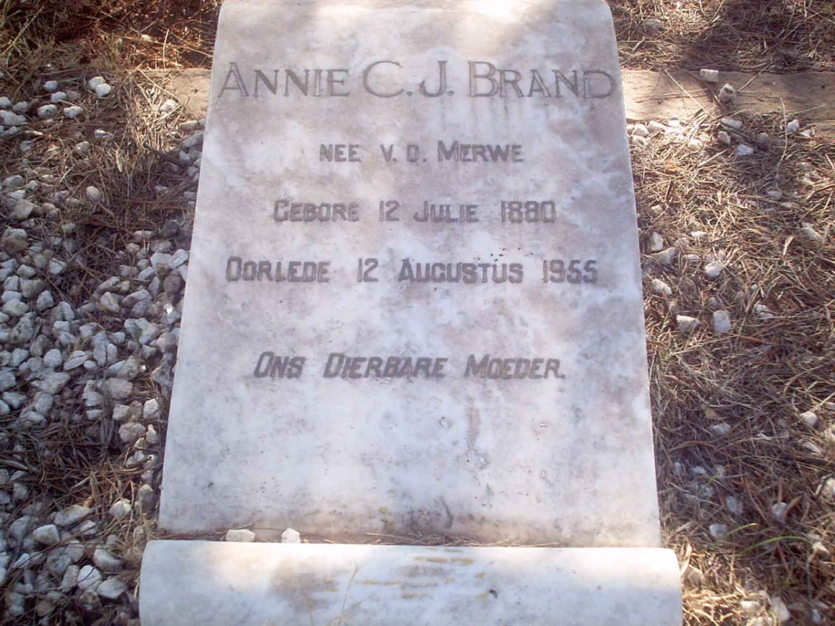 BRAND Annie C.J. nee V.D. MERWE  1880-1955