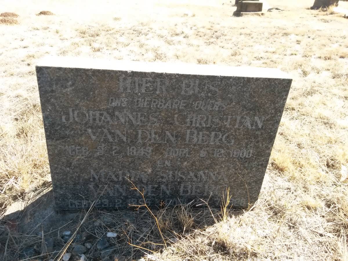 BERG Johannes Christian, van den 1849-1900 &amp; Maria Susanna 1855-1928