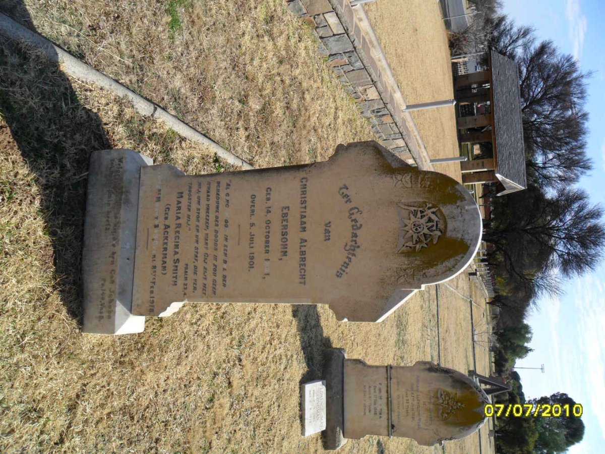 EBERSOHN Christiaan Albrecht 1841-1901 :: SMITH Maria Regina nee ACKERMAN 1849-1918