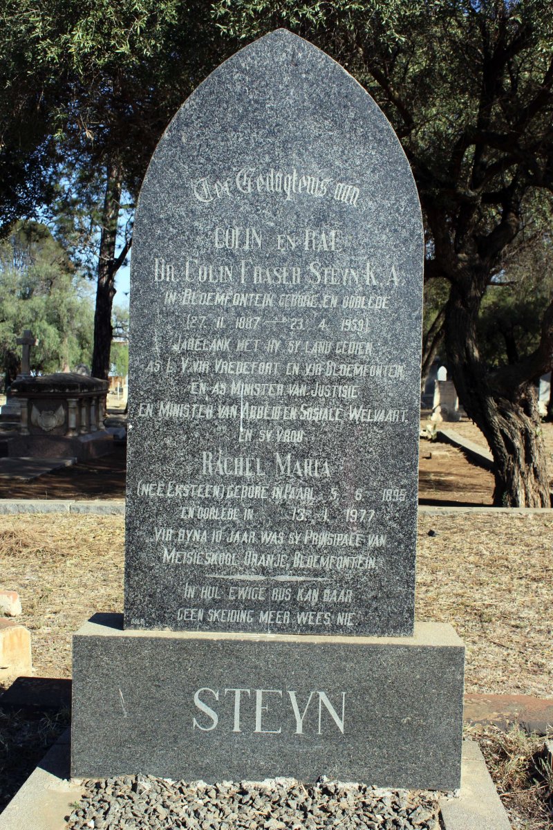 STEYN Colin Fraser 1887-1959 &amp; Rachel Maria EKSTEEN 1895-1977