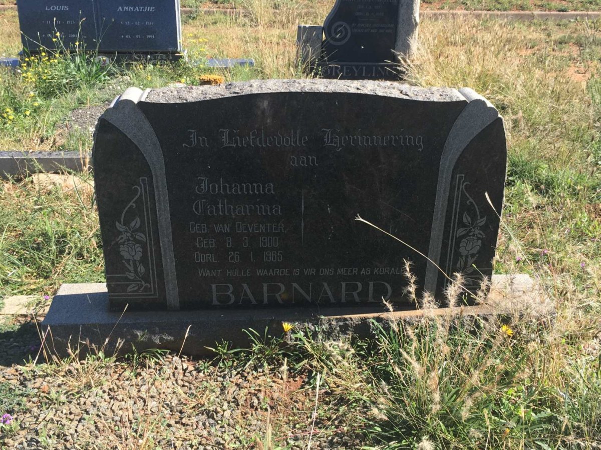 BARNARD Johanna Catharina nee VAN DEVENTER 1900-1965