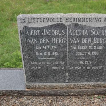 BERG Gert Jacobus, van den 1874-1945 &amp; Aletta Sophia EAGAR 1887-1969
