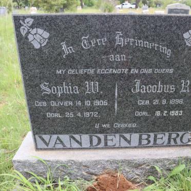 BERG Jacobus R., van den 1896-1983 &amp; Sophia W. OLIVIER 1905-1972