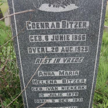 BITZER Coenrad 1866-1925 &amp; Anna Maria Helena VAN NIEKERK 1870-1931