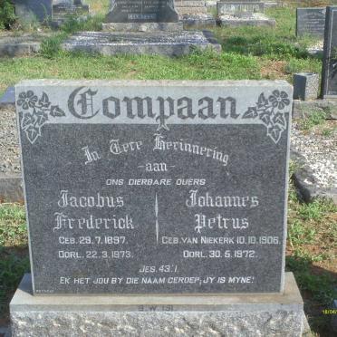 COMPAAN Jacobus Frederick 1897-1973 &amp; Johannes Petrus VAN NIEKERK 1906-1972
