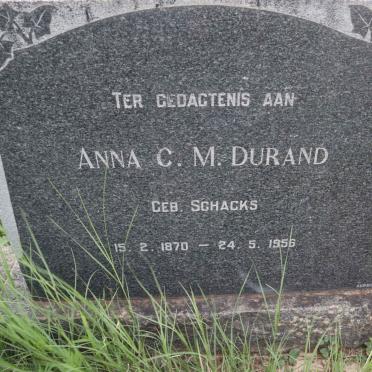 DURAND Anna C.M. nee SCHACKS 1870-1956