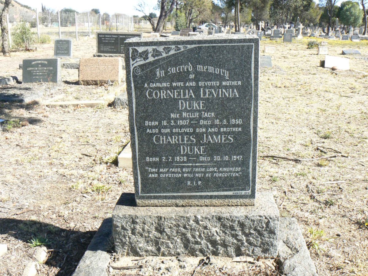 DUKE Cornelia Levinia nee TACK 1907-1950 :: DUKE Charles James 1939-1947