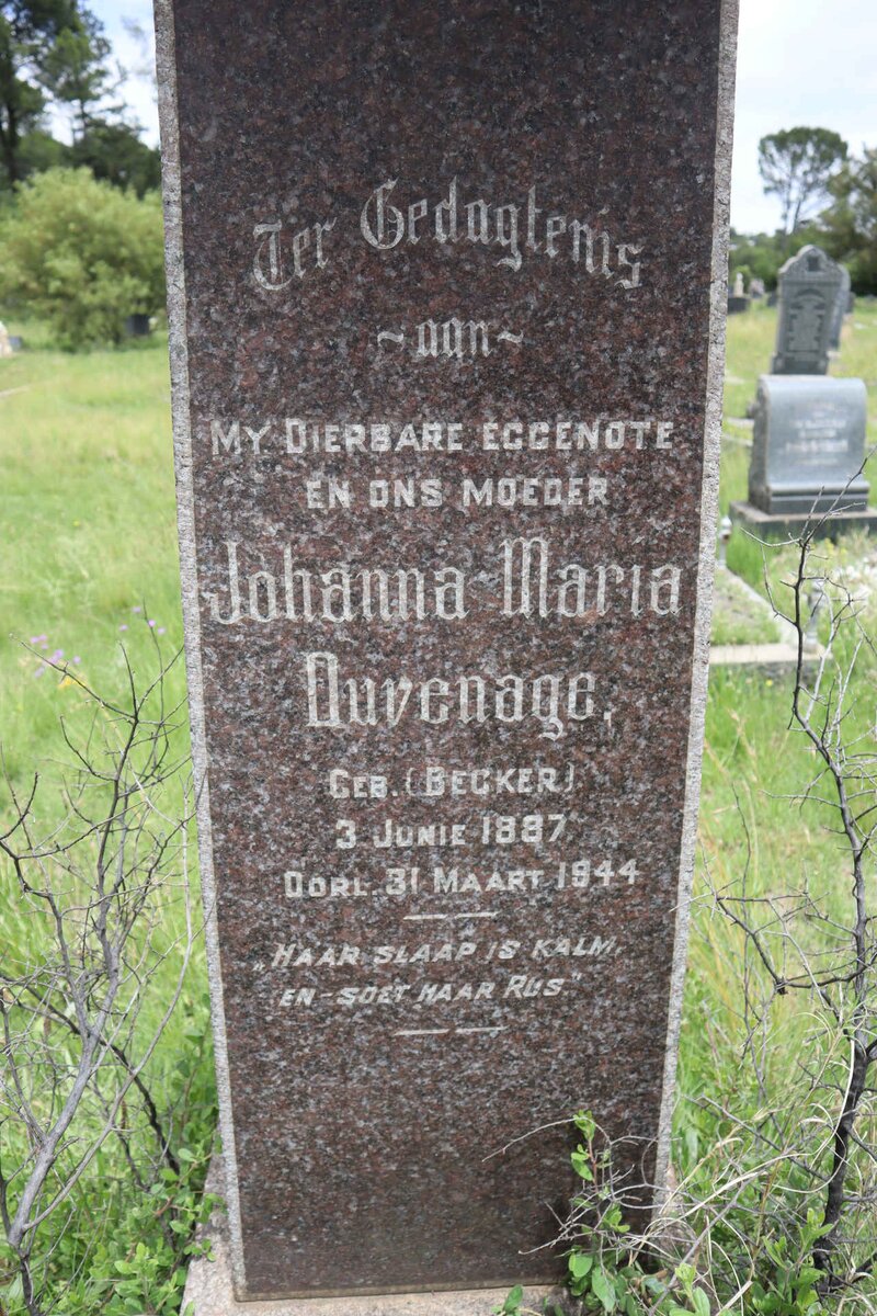 DUVENAGE Johanna Maria nee BECKER 1887-1944