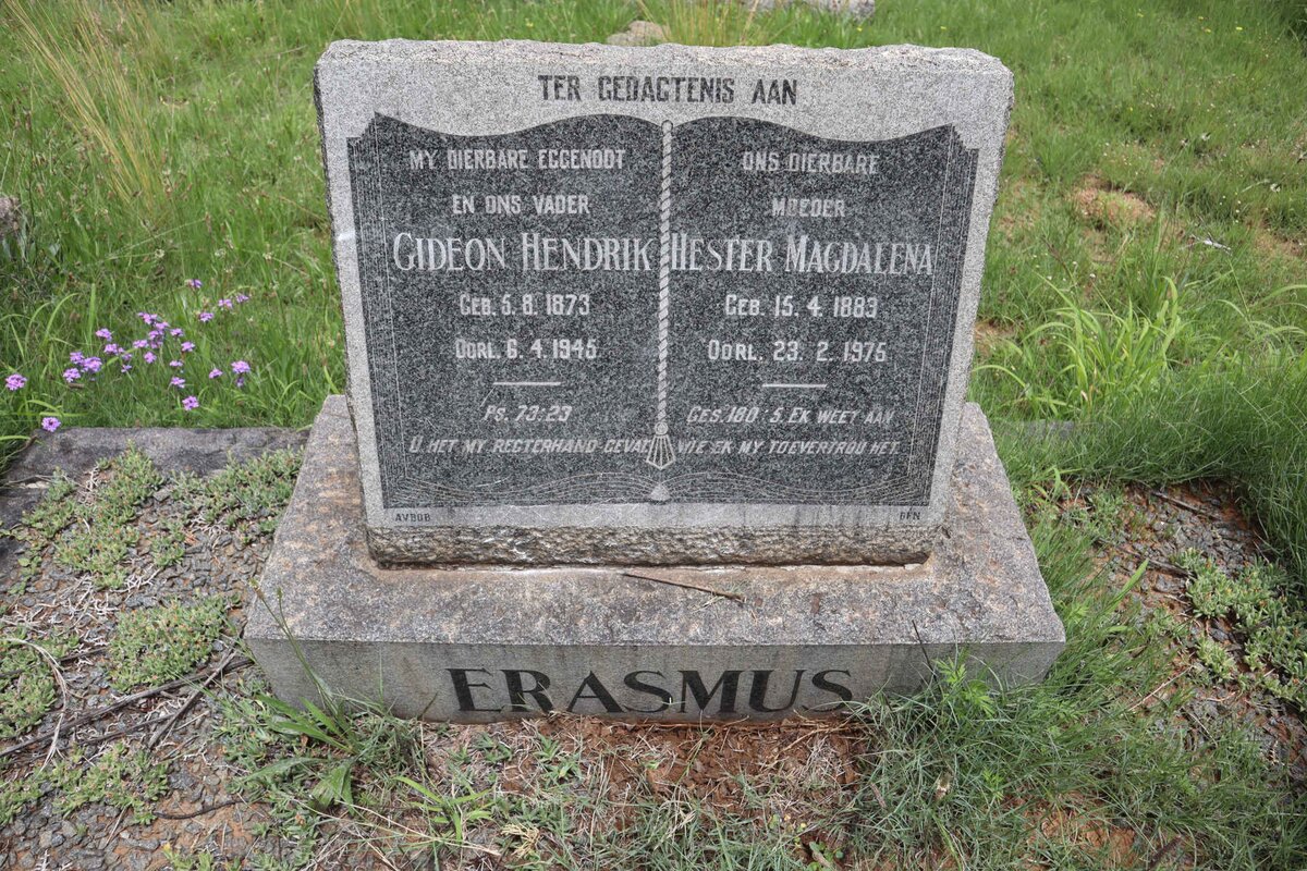 ERASMUS Gideon Hendrik 1873-1945 &amp; Hester Magdalena 1889-1975