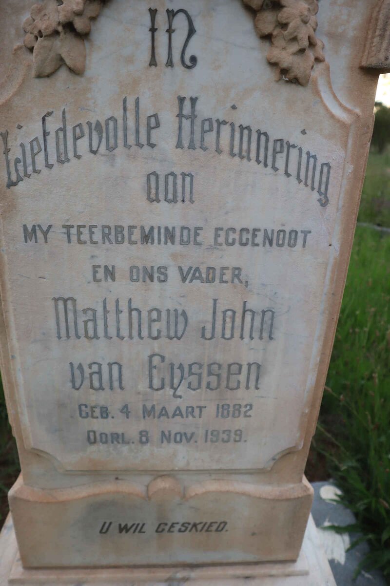 EYSSEN Matthew John, van 1882-1939