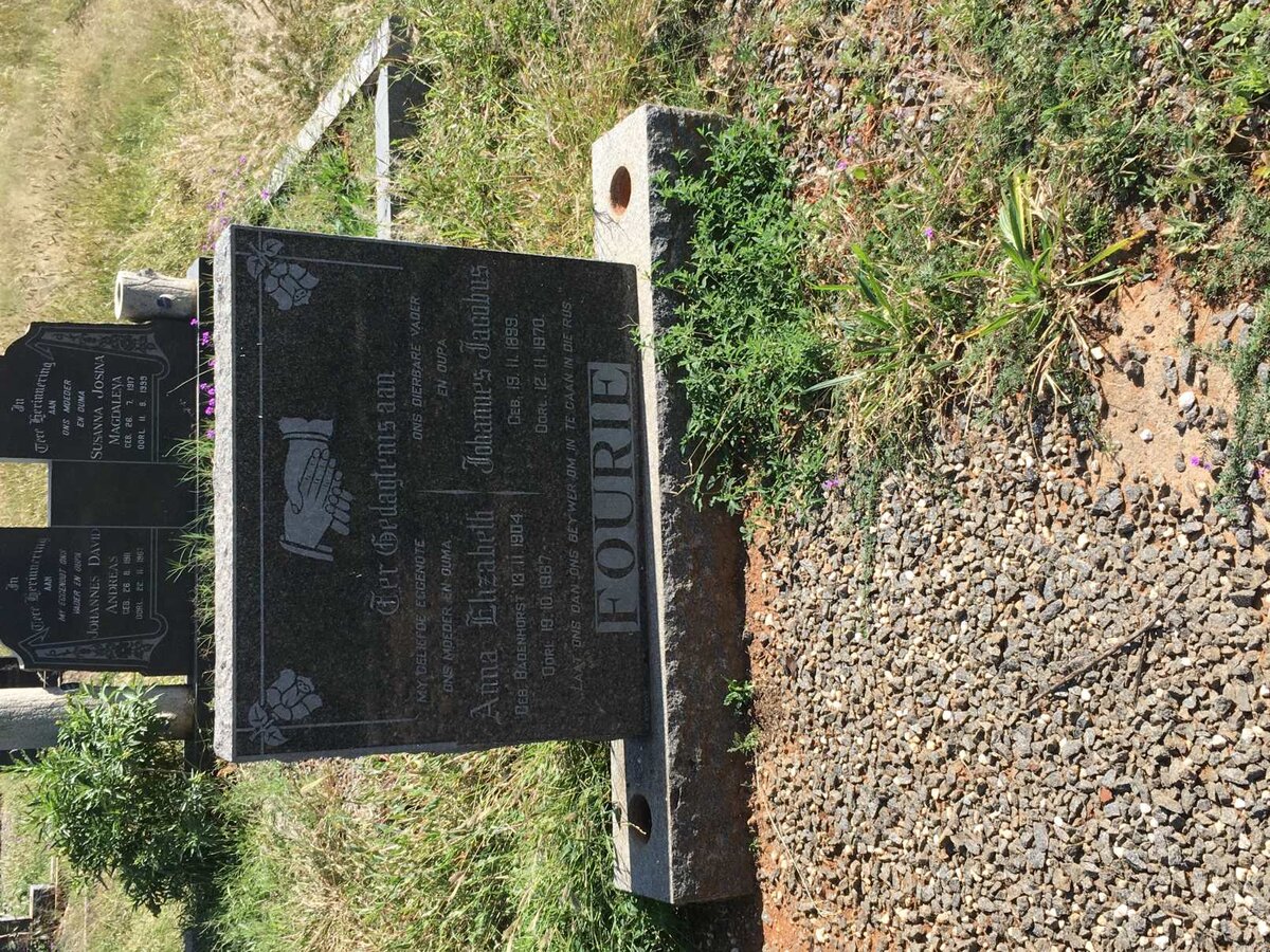 FOURIE Johannes Jacobus 1899-1970 &amp; Anna Elizabeth BADENHORST 1904-1967