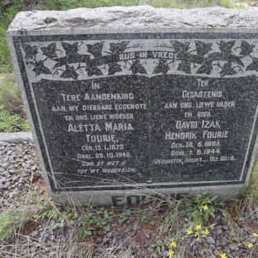 FOURIE David Izak Hendrik 1865-1944 &amp; Aletta Maria 1873-1940