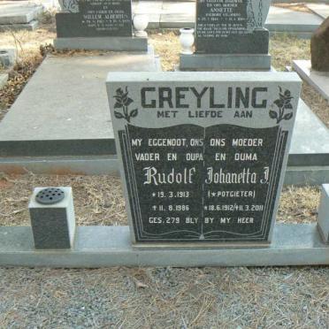GREYLING Rudolph 1913-1986 &amp; Johanetta J. POTGIETER 1912-2011