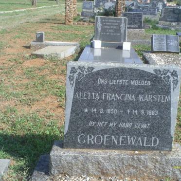 GROENEWALD Aletta Francina nee KARSTEN 1890-1963