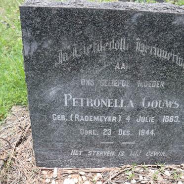 GOUWS Petronella nee RADEMEYER 1863-1944