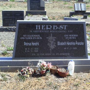 HERBST Petrus Hendrik 1928-1998 &amp; Elizabeth Hendrina Francina 1928-