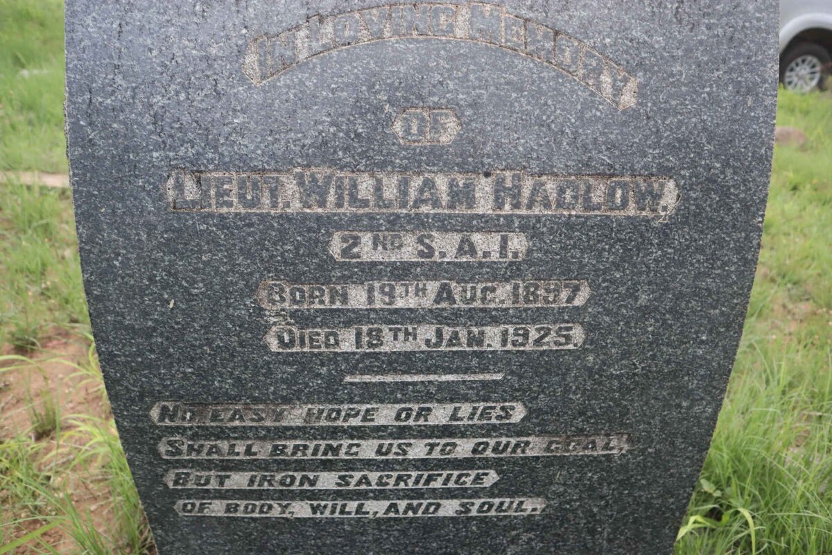 HADLOW William 1897-1925
