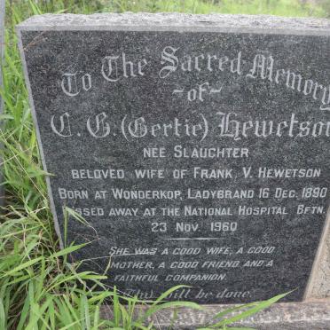 HEWETSON C.G. nee SLAUGHTER 1890-1960