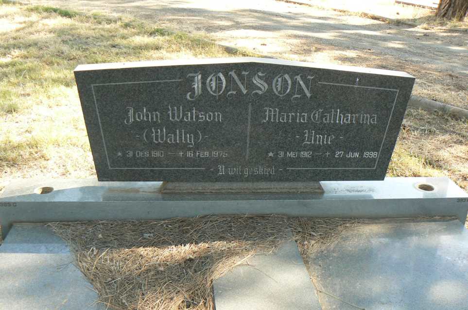 JONSON John Watson 1910-1975 &amp; Maria Catharina 1912-1998