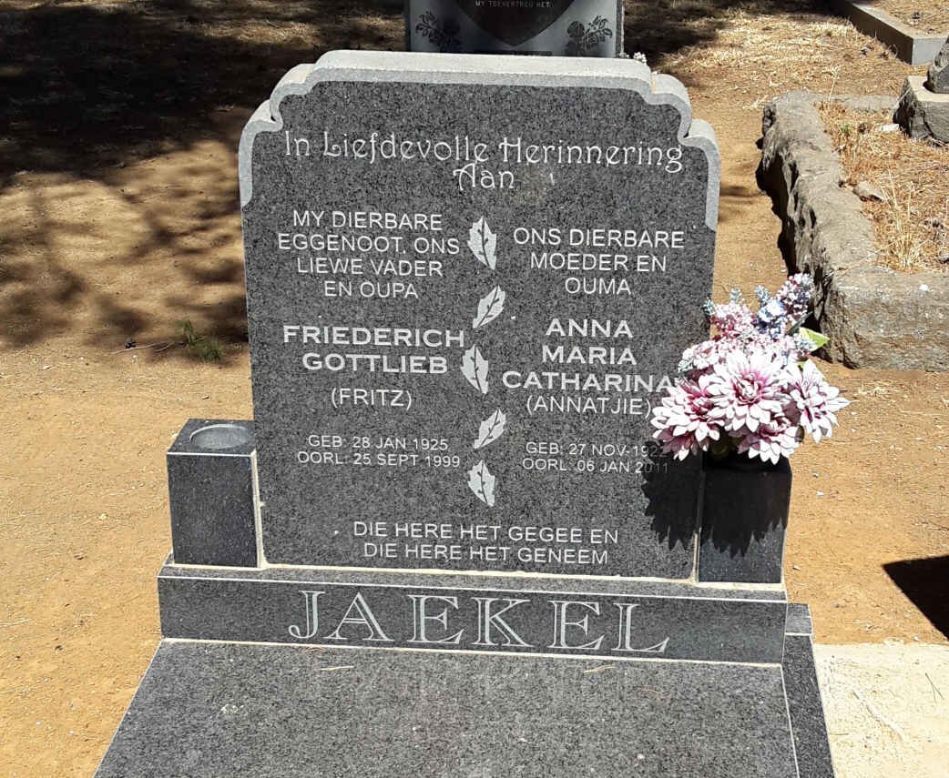 JAEKEL Friederich Gottlieb 1925-1999 &amp; Anna Maria Catharina 1922-2011