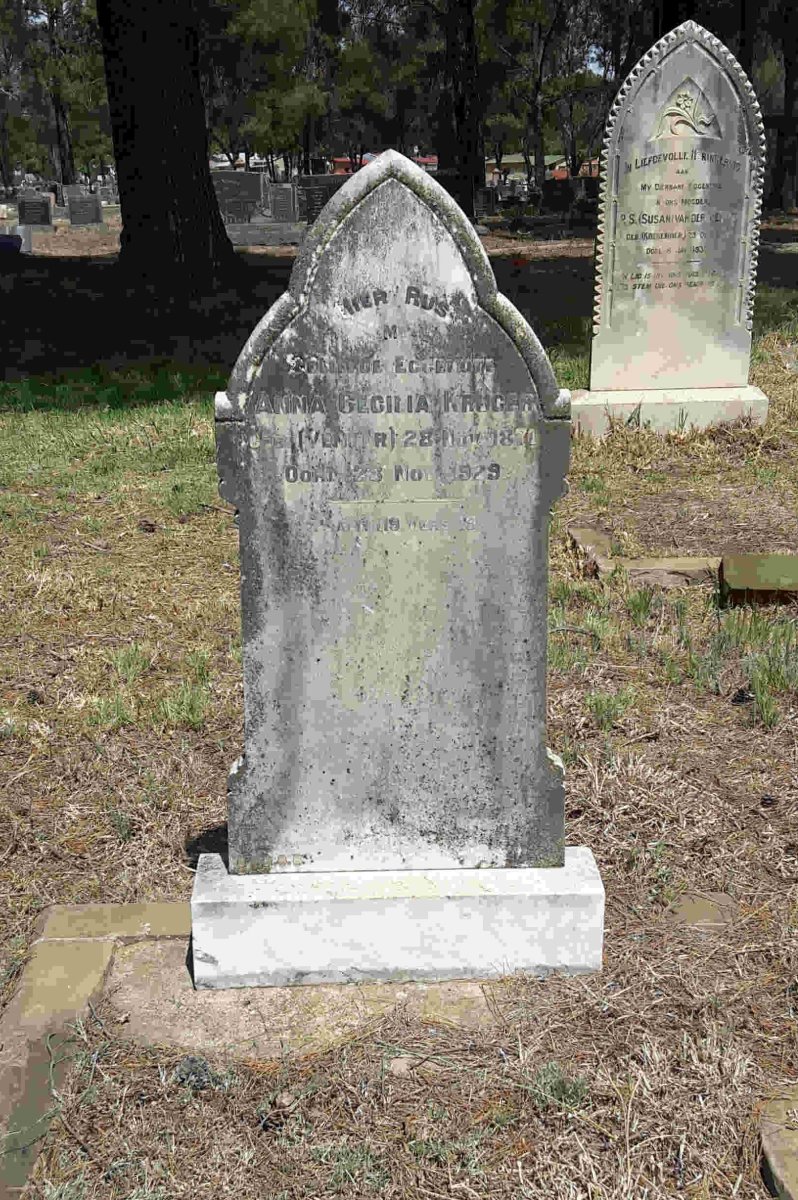 KRUGER Anna Cecilia nee VENTER 1871-1929