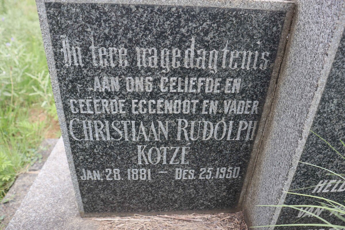 KOTZE Christiaan Rudolph 1881-1950 &amp; Anna Johanna DE VILLIERS 1885-1954