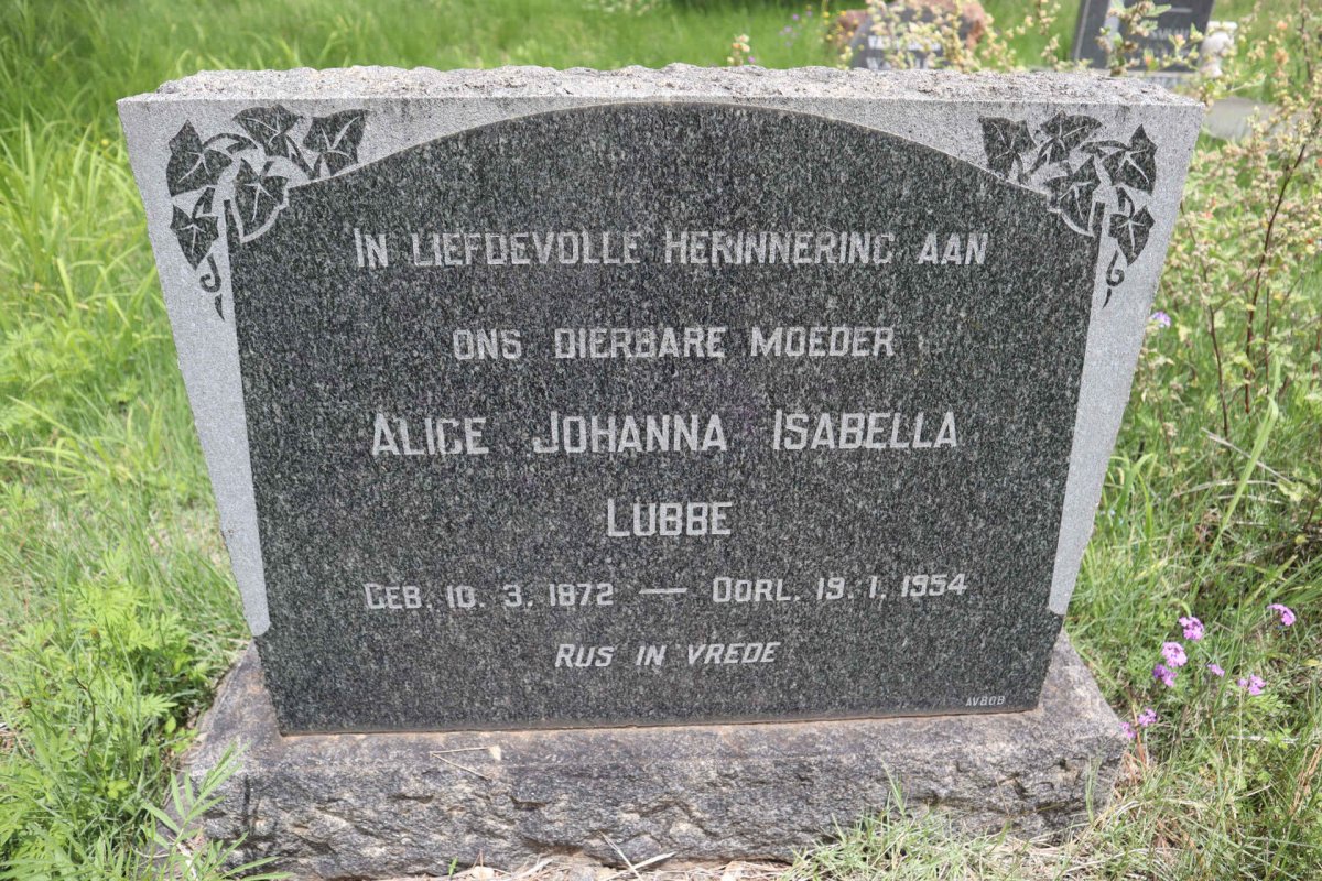 LUBBE Alice Johanna Isabella 1872-1954