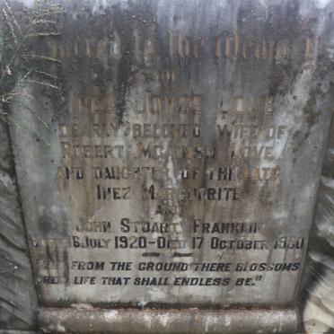 LOVE Inez Joyce nee FRANKLIN 1920-1950