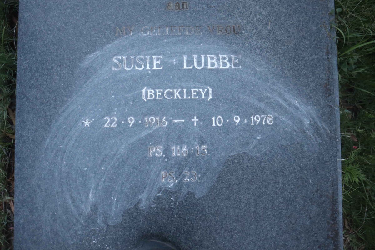 LUBBE Susie nee BECKLEY 1916-1978