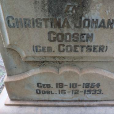 LINDE Francois Johannes, v.d. nee WELGEMOED 1860-1907 :: GOOSEN Christina Johanna nee COETSER 1854-1933