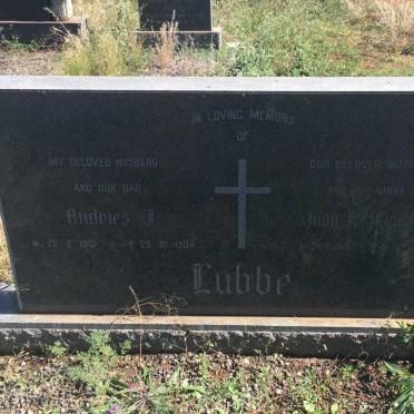 LUBBE Andries J. 1910-1964 &amp; Joan K. LAUCH 1918-1987