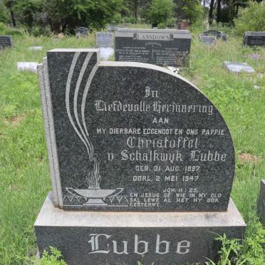 LUBBE Christoffel van Schalkwyk 1897-1947