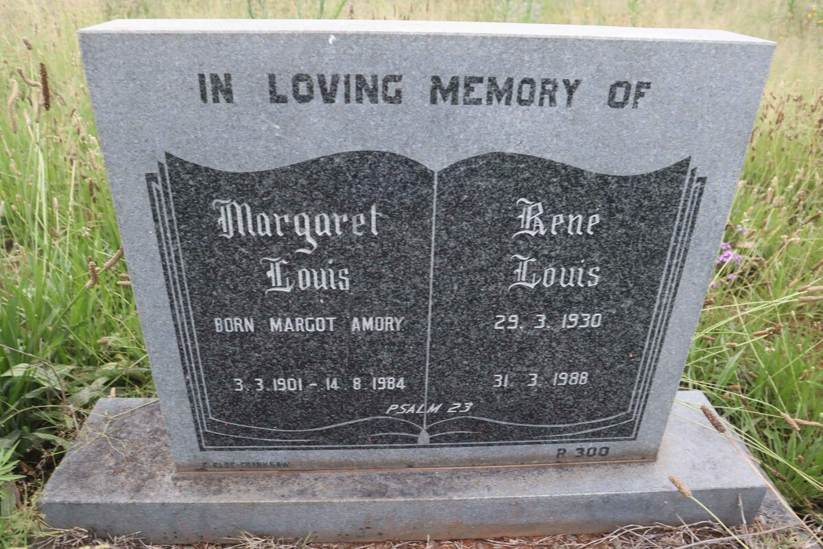 LOUIS Margaret nee MARGOT AMORY 1901-1984 :: LOUIS Rene 1930-1988