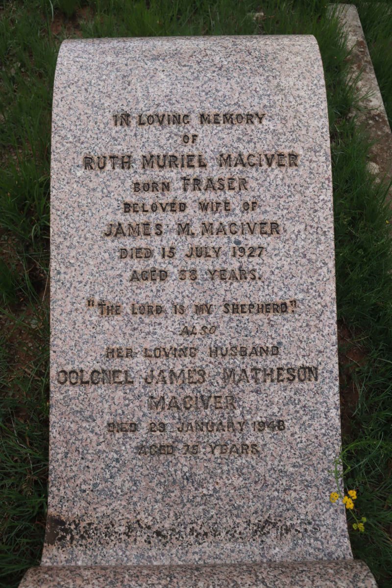 MACIVER James M. -1948 &amp; Ruth Muriel FRASER -1927