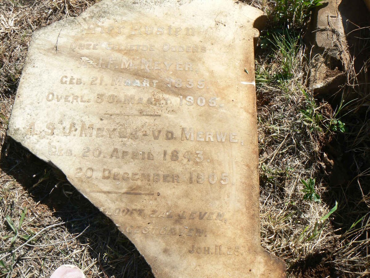 MEYER A.J.F.M. 1835-1905 &amp; A.S.J. V.D. MERWE 1843-1905