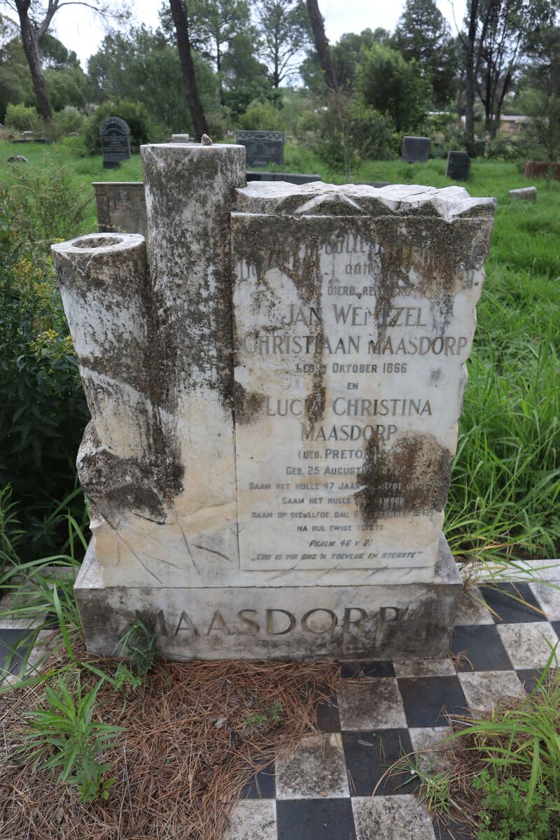 MAASDORP Jan Wentzel Christiaan 1866-1942 &amp; Lucia Christina PRETORIUS 1872-1942