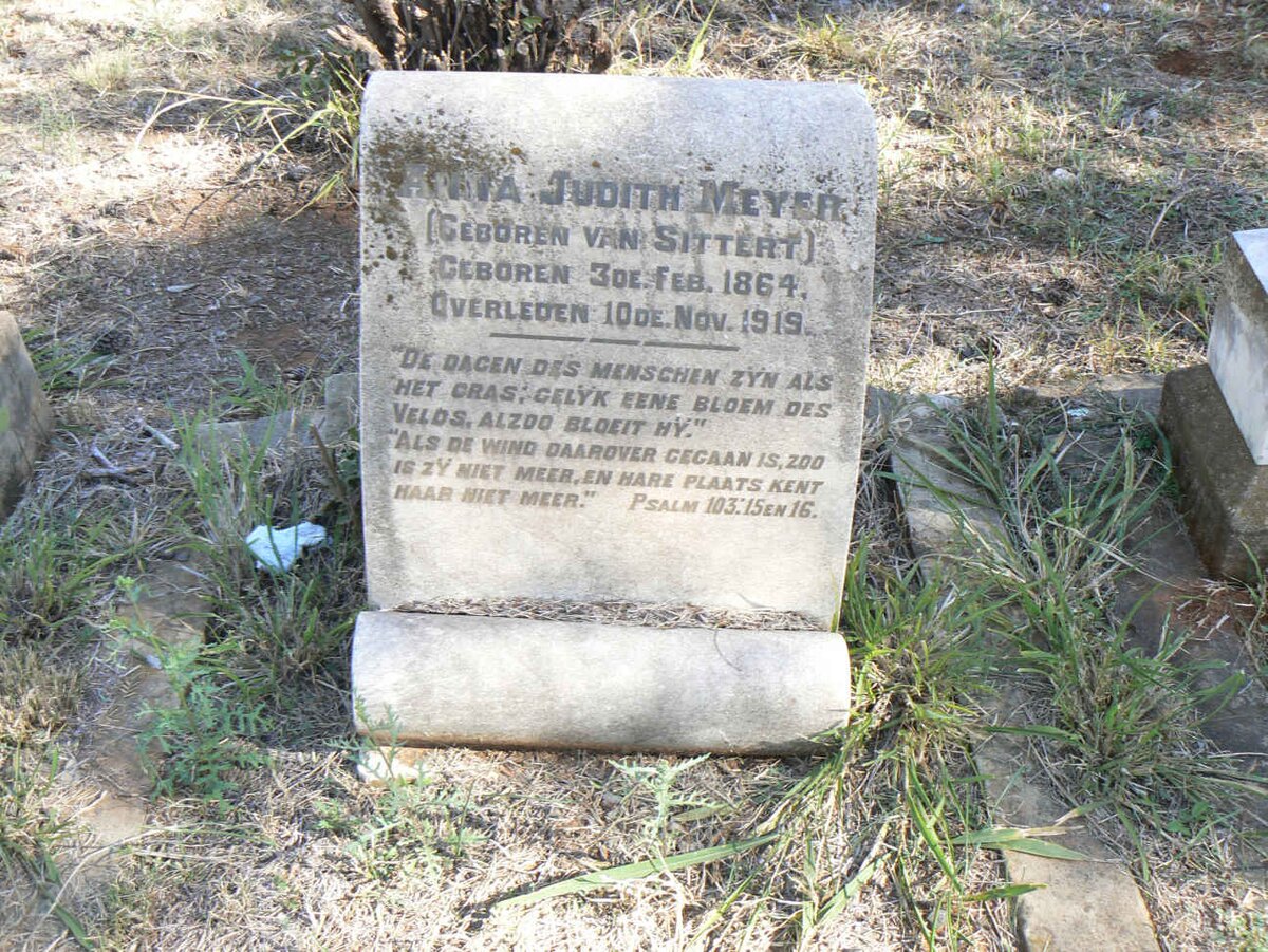 MEYER Anna Judith nee VAN SITTERT 1864-1919