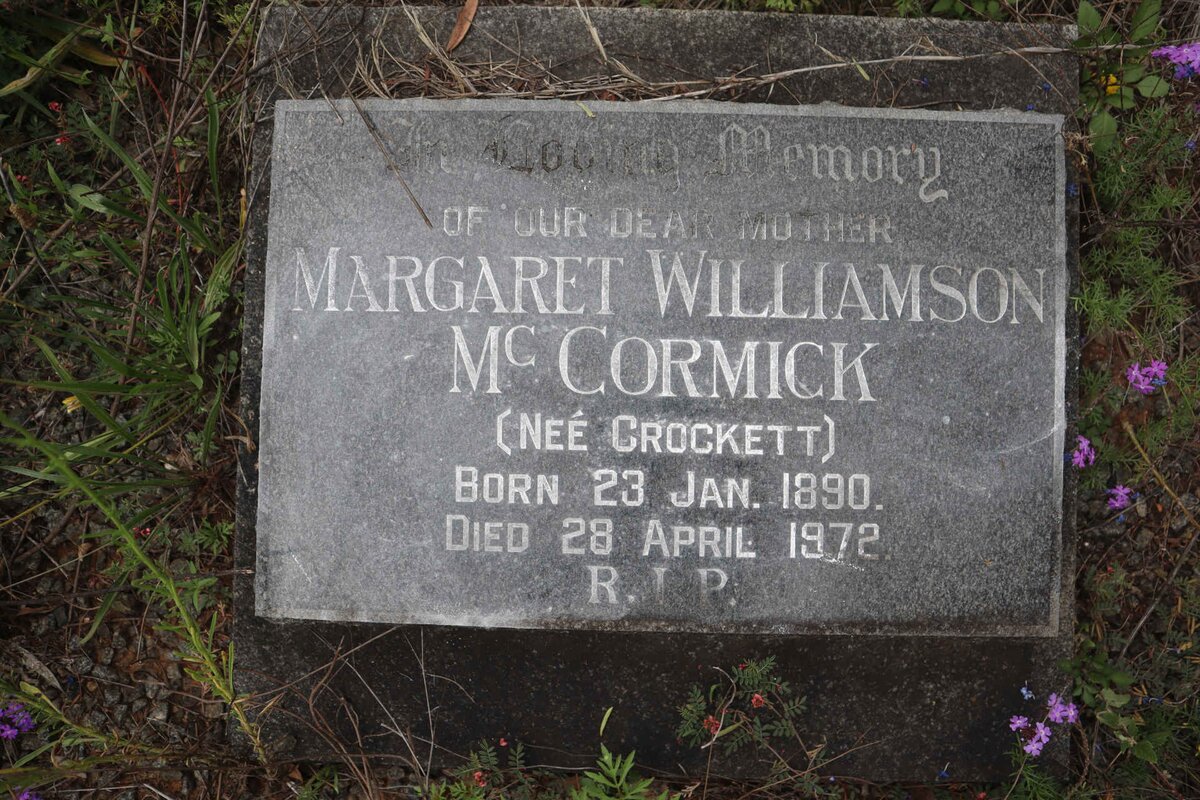 MCCORMICK Margaret Williamson nee CROCKETT 1890-1972