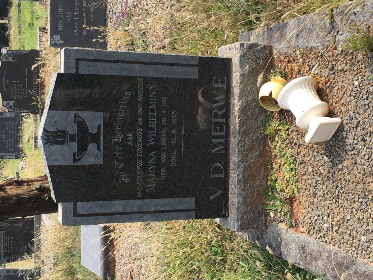 MERWE Maryna Wilhelmina, v.d. nee VAN LINGEN 1919-1965