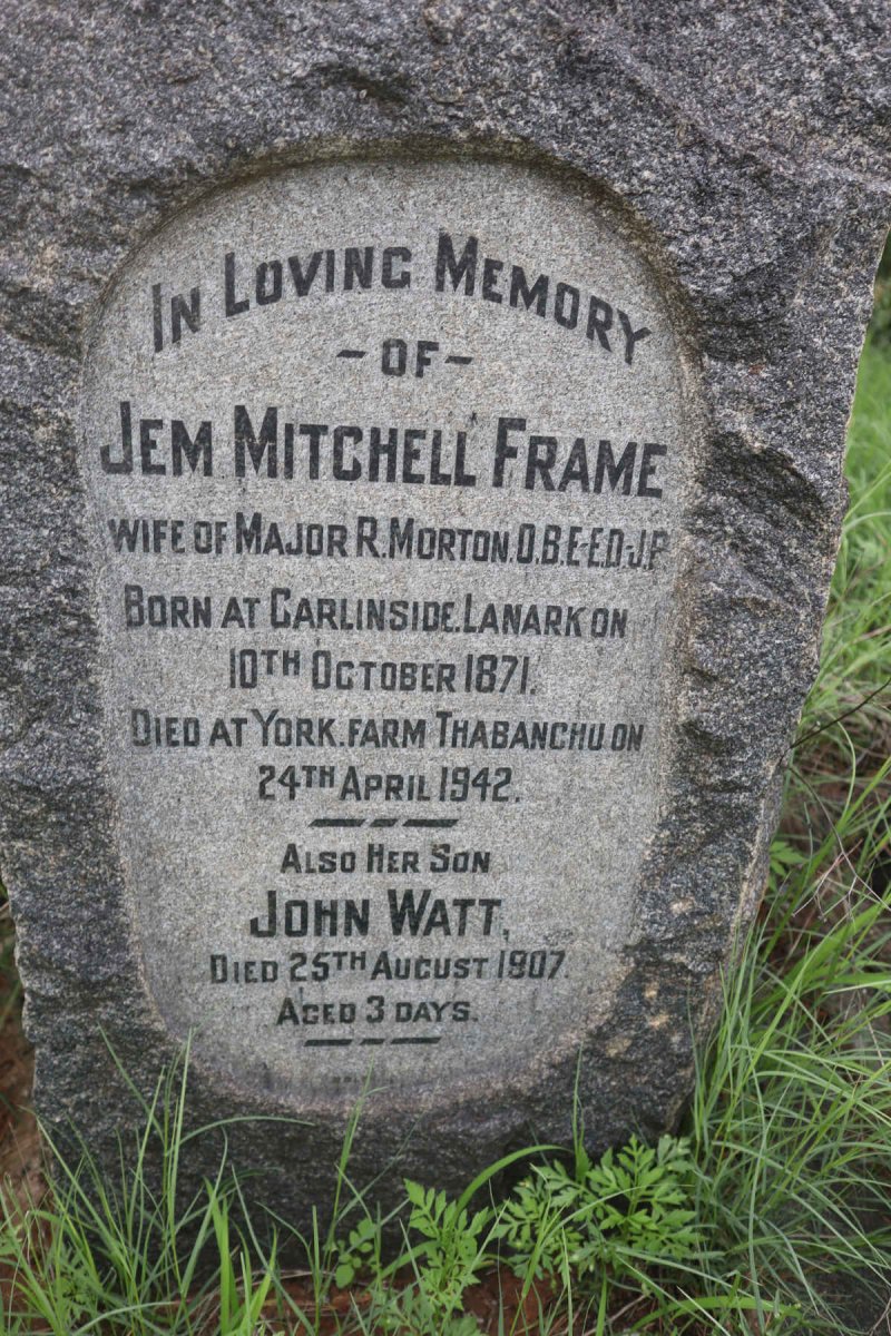 MORTON Jem Mitchell nee FRAME 1871-1942 :: MORTON John Watt 1907-1907