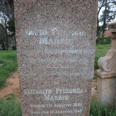 MARAIS David Francois 1851-1929 &amp; Elizabeth Petronella 1857-1946