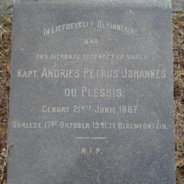 PLESSIS Andries Petrus Johannes, du 1887-1941